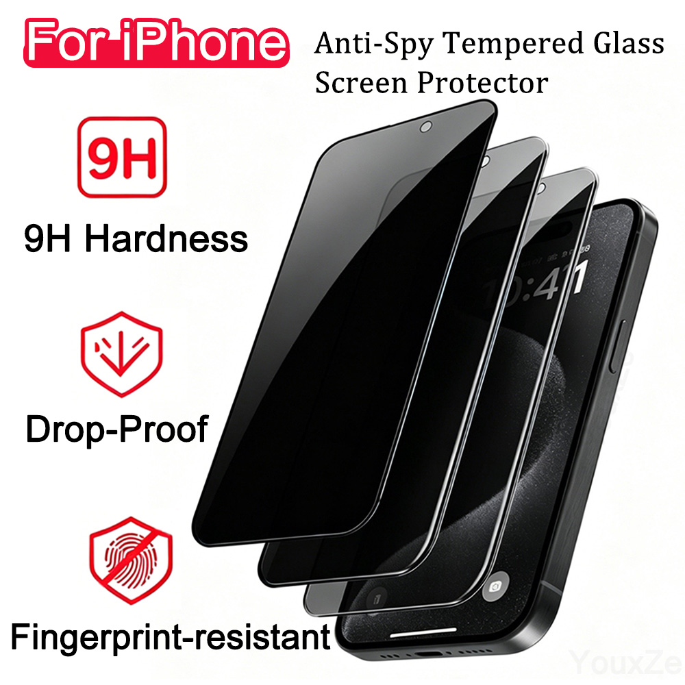 Anti Spy Privacy Glass Case - กระจกกันรอยป้องกันการสอดแนม 3 ชิ้น สำหรับ iPhone 18