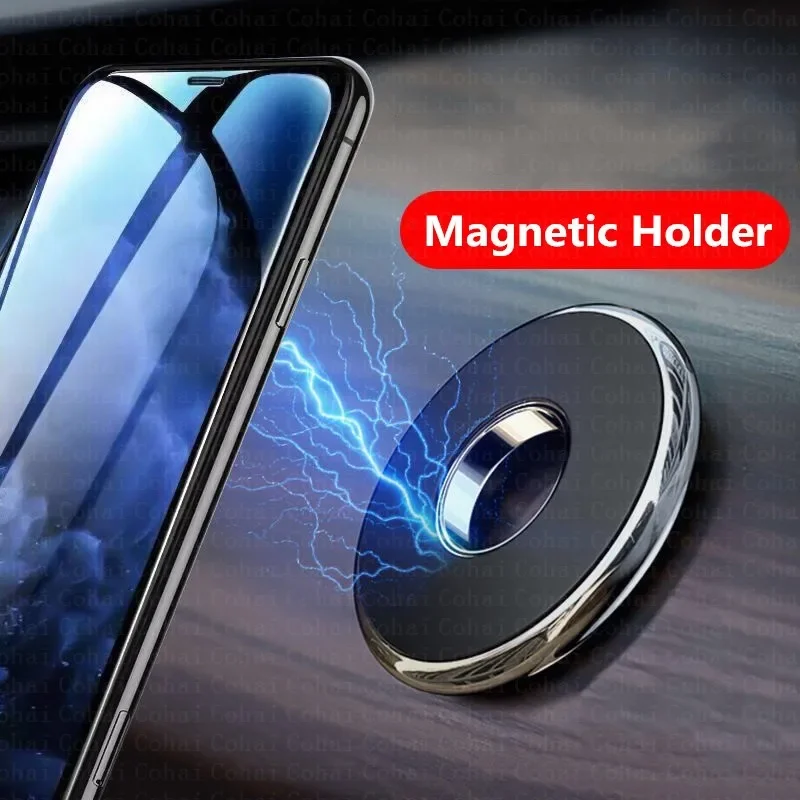 Phone Stands - ที่วางโทรศัพท์ในรถยนต์แบบแม่เหล็ก ติดตั้งบนคอนโซล รูปทรงกลมขนาดเล็ก สำหรับ iPhone Samsung