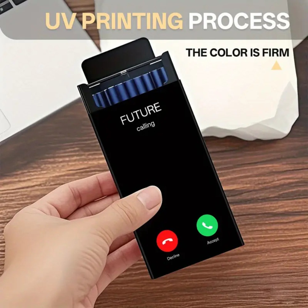 Phone Cases - กล่องบุหรี่โลหะทรงบาง ฝาเลื่อน บรรจุบุหรี่ได้ 20 มวน ดีไซน์โทรศัพท์มือถือสุดสร้างสรรค์