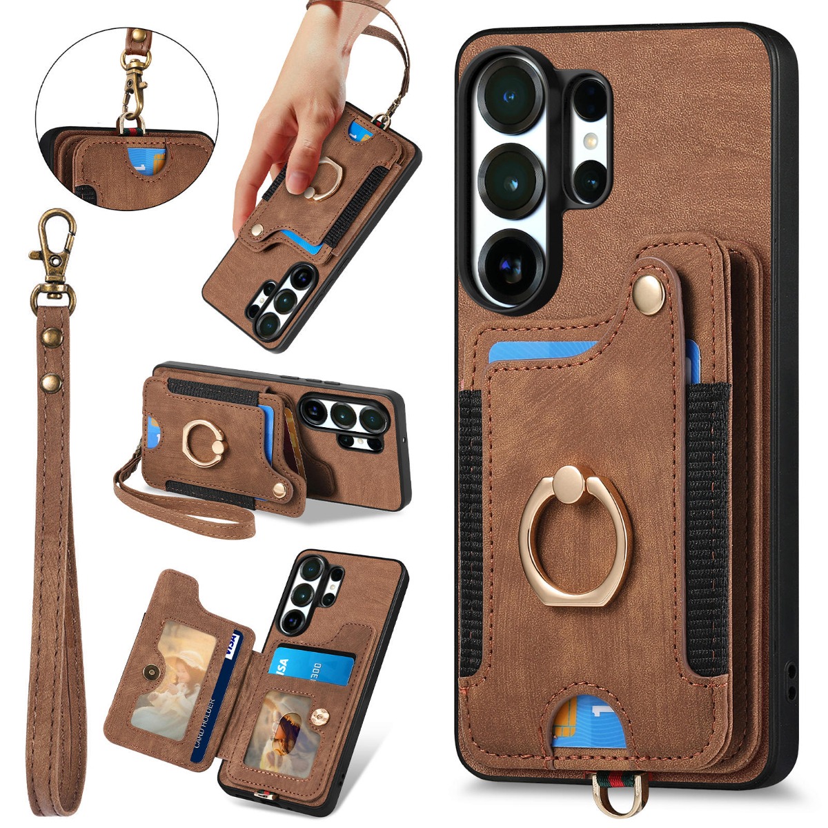 Leather Wallet Card Holder Phone Cover - เคสโทรศัพท์สำหรับ Samsung S26 Ultra S26 S25