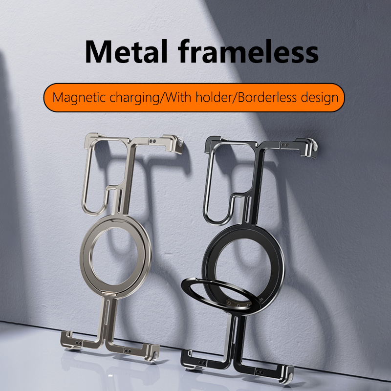 Metal Bumper Aluminum Frame Case - โลหะFramelessผู้ถือแม่เหล็กเคสโทรศัพท์สําหรับSamsung Galaxy S23 S24 S25 Ultra