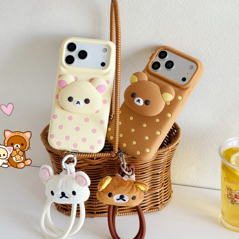เคสโทรศัพท์ซิลิโคนลายจุดรูปหมี - Cute Cartoon Wrist Strap Silicone Case บทวิจารณ์และราคา