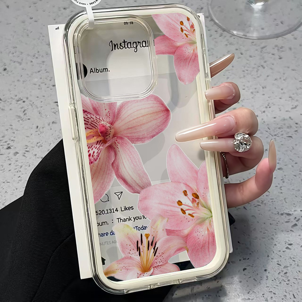 เคสโทรศัพท์ใสลายดอกลิลลี่สีชมพ - Clear Shockproof Bumper Case บทวิจารณ์และราคา