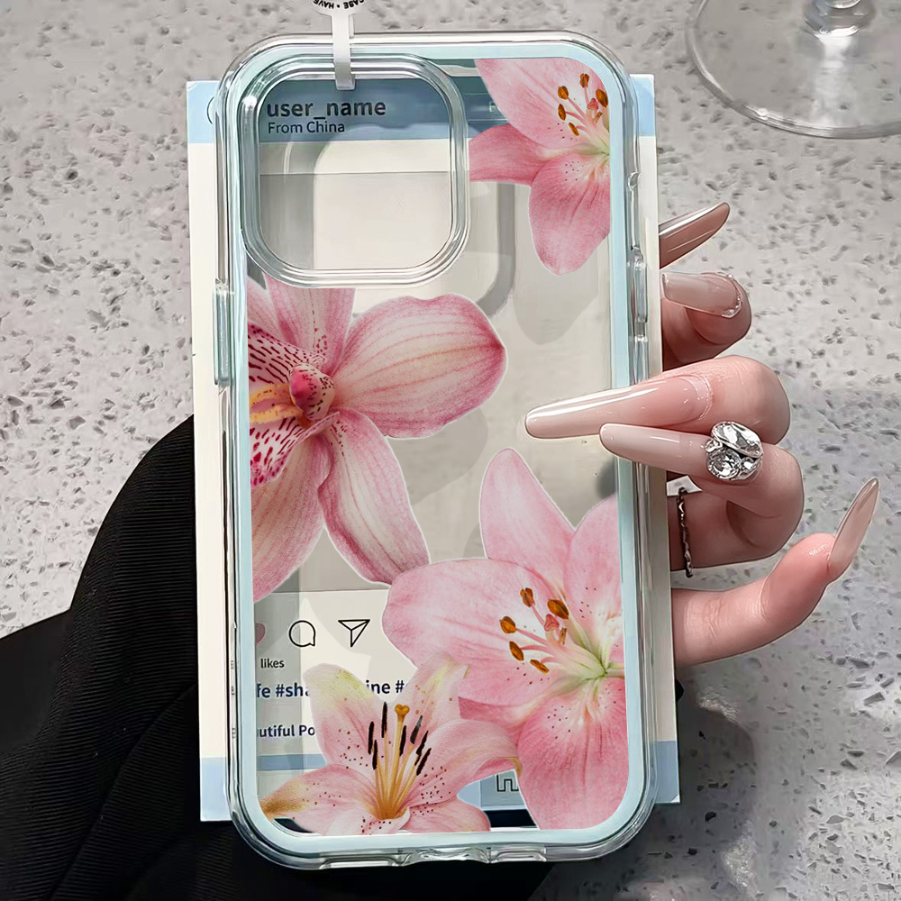 เคสโทรศัพท์ใสลายดอกลิลลี่สีชมพ - Clear Shockproof Bumper Case บทวิจารณ์และราคา